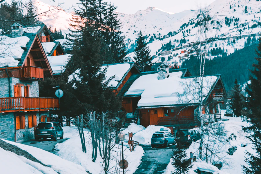 Chalets et sapins enneigés à Méribel