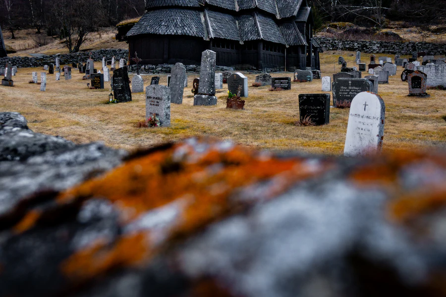 L'église en bois debout de Borgund et son cimetière