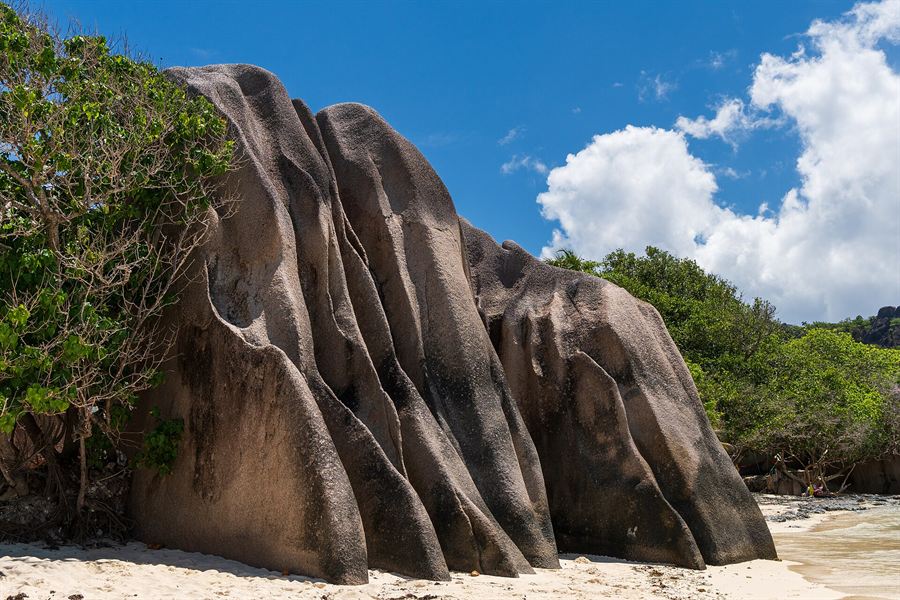Les rochers de granite de l'Anse Source d'Argent