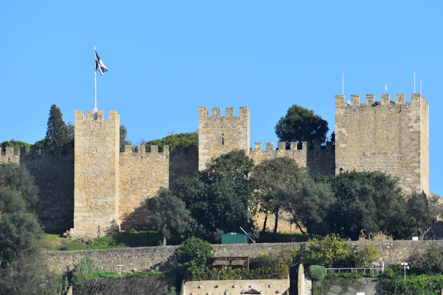 Les remparts du château Saint-Georges entourés d'arbres