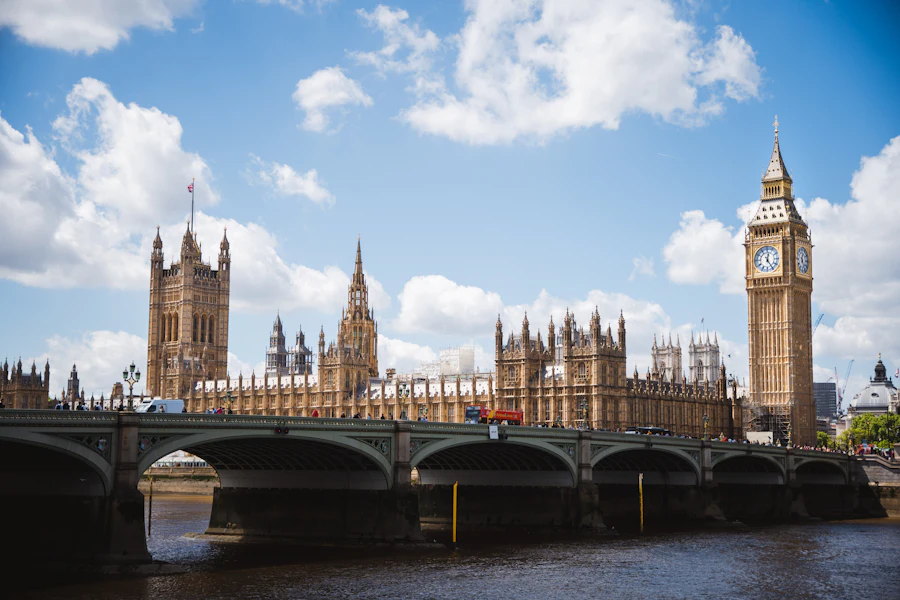 Le palais de Westminster et Big Ben au bord de la Tamise
