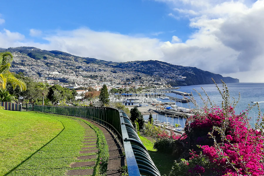Funchal et sa baie vues des hauteurs fleuries