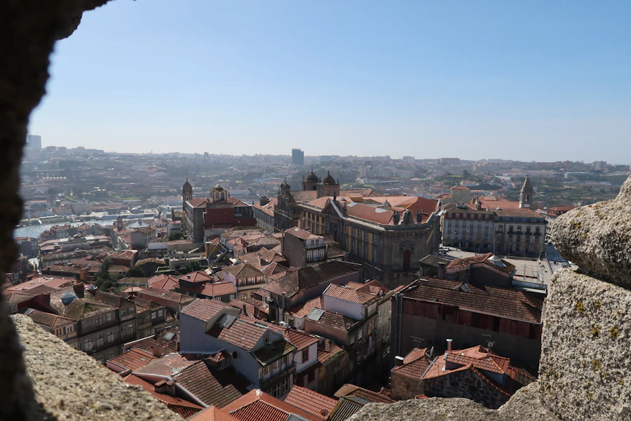 La tour baroque des Clérigos au-dessus des toits de Porto