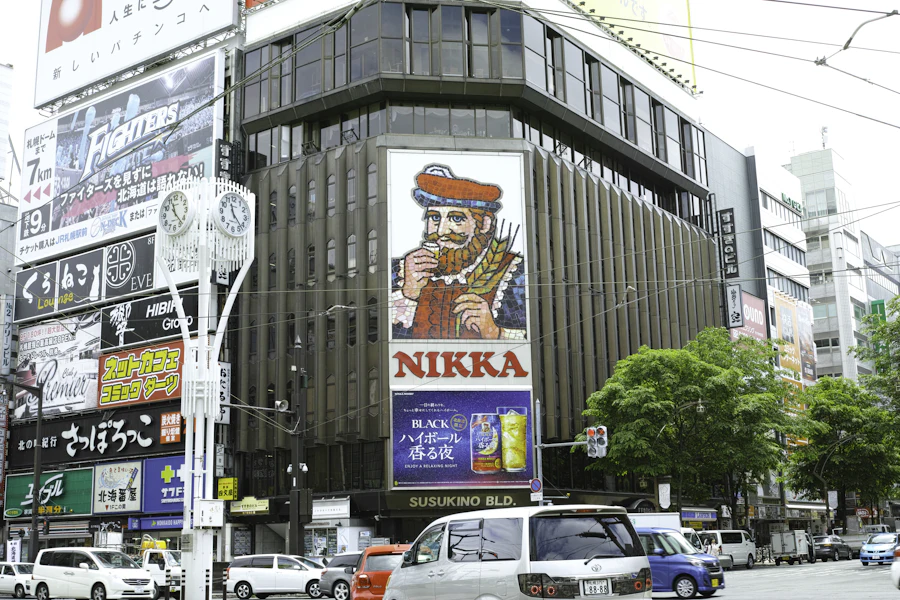 Le carrefour de Susukino et son grand panneau publicitaire